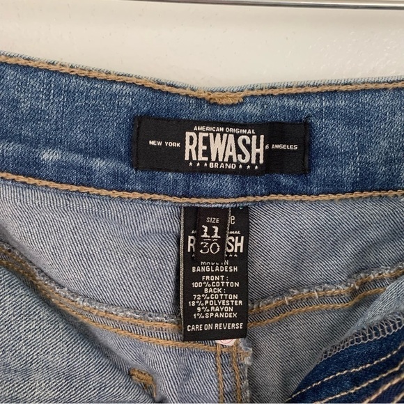 Rewash High Waist Heavily Distressed Raw Hem Denim Short Shorts Size 11 - Picture 3 of 5